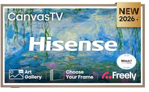Hisense 55 55S7STUK CanvasTV Hi-QLED 144Hz 4K Smart TV with Art Mode, Freely, Netflix, Disney+ and YouTube - Hi-Matte Display, UltraSlim Wall Mount, 4K Hi-QLED Colour, 2.0.2 Multi-Dimentional Sounds