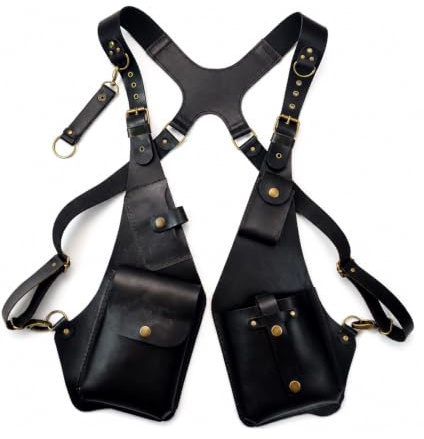 SHENOIYWEI Sac Bandoulière Double Homme,Sacoche Holster Gilet de Poitrine