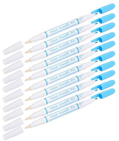 Generic Juego de Bolígrafos Borrables con Agua, 10 Uds., Herramientas de Marcador de Tela de Doble Cabeza para Sastrería, Manualidades y Costura, Diseño de Plástico y Fibra de 6 Pulgadas (BLUE)