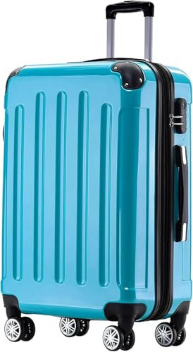 BEIBYE Hartschalen Koffer Trolley Rollkoffer Reisekoffer 4 Zwillingsrollen Polycabonat (Türkis, 76cm -110L)