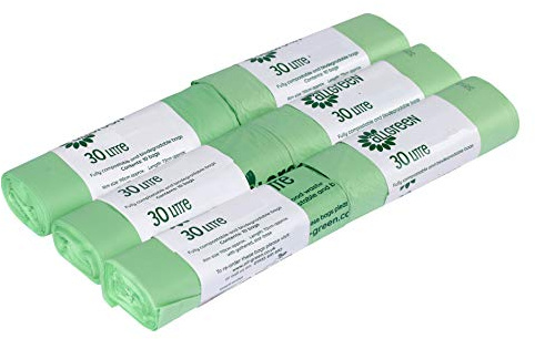 30 Litre x 60 Compostable Bags for Kerbside Bin - EN13432 Kitchen/Outdoor Bin Liners
