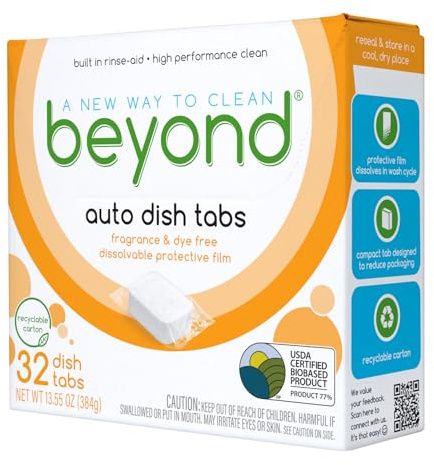 Beyond Auto Diskmaskinstabletter [32 tabletter] - Doft- och färgfri - certifierad biobaserad. Kraftfull Växtbaserade ingredienser