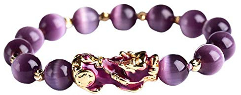 zalati Bracelet à perles porte-bonheur violet Feng Shui, amulette de prospérité, mantra, attrait porte-bonheur et riche, violet, 2,6 cm, cuir, 1.02 inches, Cuir