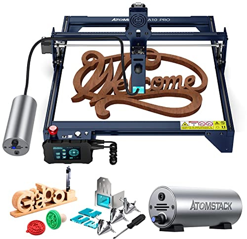 ATOMSTACK A10 Pro Laser Graviermaschine 50W, 10 W Laserleistung mit Touchscreen, 30 L/min Air Assist, CNC Lasergravierer Offline Laser Cutter,410x400mm Fixfokus Graviermaschine für Holz Metall Glas