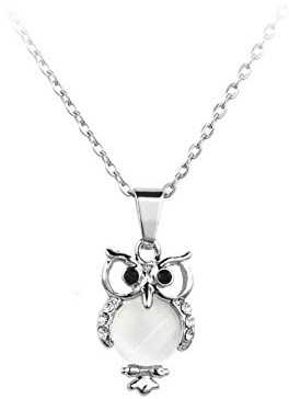 Smart Owl Pendant Necklace Clear CZ April Birthstones Bird Animal Best Friend Wife Niece Birthday Family Daughter Christmas