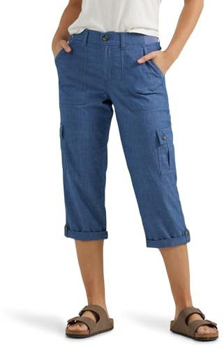 Lee Women's Ultra Lux Comfort with Flex-to-Go Cargo Capri Pant Chambray 12