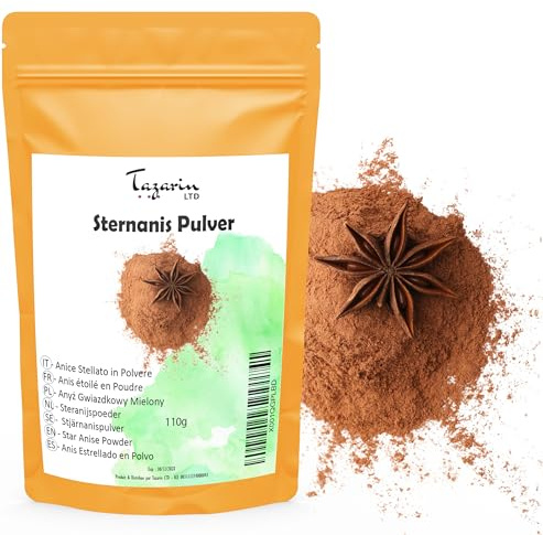 110g Poudre d'Anis Étoilé - Anis Étoilé en Poudre - Badiane Moulu - Arôme & Goût Intense - Infusion, Thé et Recettes Maisons - Sélection Premier Choix - Illicium Verum - Sachet avec Zip