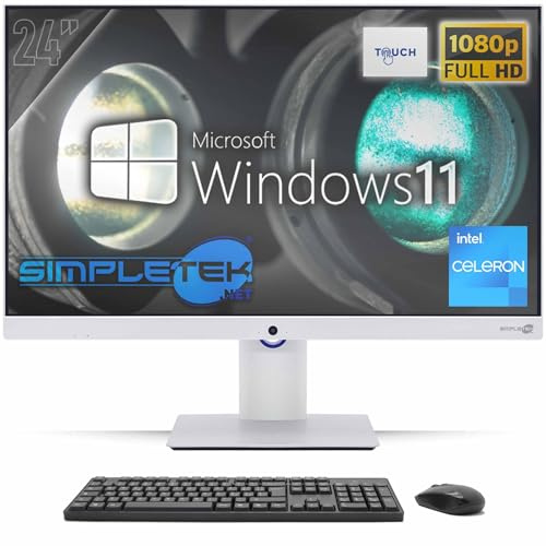 SIMPLETEK - All-in-One Computer Touch 24 FHD | Windows 11 Pro 8GB RAM und SSD 240GB | Touchscreen PC Aio mit integrierter Webcam