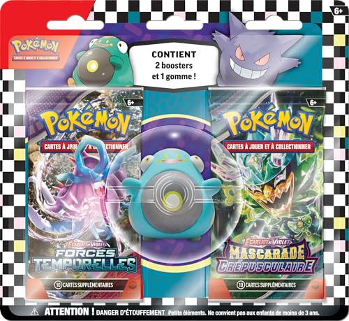 Pokémon TCG Blister mit Radiergummi – Es ist der Schulanfang – Ampibidou (1 Radiergummi und 2 Booster)