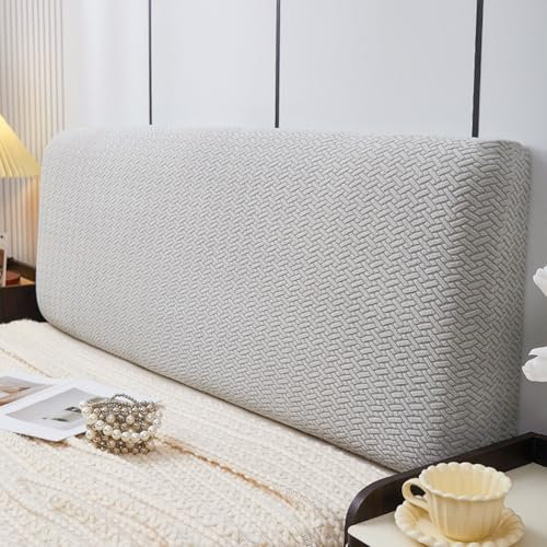KCCRHIN Elastischer Kopfteil Schonbezug Grau Protektor Kopfteilbezug Bettkopfteil Hussen Bett Kopfteil Bezug 180 cm Dehnbar, Waschbar, Abnehmbar, Einfarbig, Für Schlafzimmer,Lgray,180cm/71in