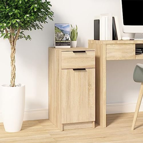 FENLAX Schreibtisch Büroschrank Sonoma-Eiche 33,5x50x75 cm Holzwerkstoff Zeitloses Design Computertisch Viel Stauraum mit Schubladen Feuchtigkeitsbeständigkeit Arbeitstisch Innenraum
