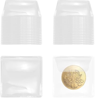 50 Pezzi Porta Monete, Sacchetti Porta Monete, Album Per Collezione Monete, 5,5 x 5,5 cm Busta Di Plastica Porta Monete Trasparente Porta Monete Porta Monete Per Monete Gioielli Piccoli Oggetti