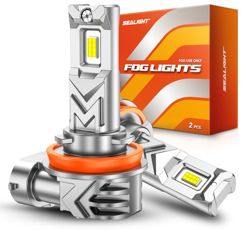 SEALIGHT H8/H16/H11 LED Fog Light Bulb, 17,000 Lumens 6500K White Light, 800% Brightness H11 LED Fog Lights, 60000HRS Lifespan 1:1 H16 H8 Fog Light Bulb, RV Clearance Light Marker Light, Pack of 2