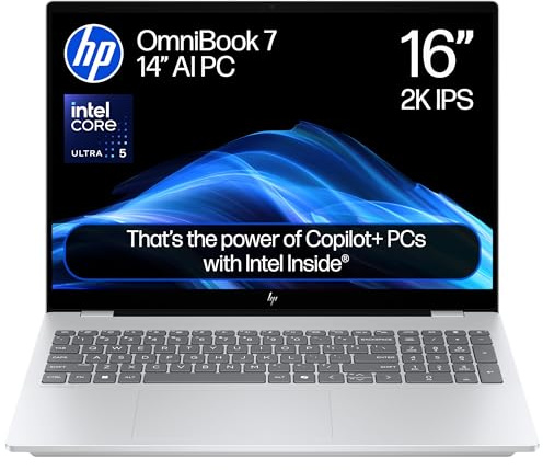 HP OmniBook 7 16 Laptop | AI PC | Intel® Core™ Ultra 5-225H Processor | 16GB RAM | 1TB SSD | Intel® Arc™ 130T Graphics | 2K IPS Display | Up to 21.75Hrs Battery | Windows 11 | 16-ay0003sa