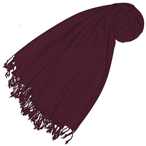 Lorenzo Cana Damen Pashmina Schal Schaltuch 50% Kaschmir 50% Wolle Stola Tuch Umschlagtuch Uni Schal Tuch einfarbig rot dunkelrot 78525