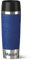 Emsa Isolierbecher MIT GRAVUR (z.B. Namen) 500ml TRAVEL Mug Grande Manschette Blau mit persönlicher Rundgravur, Travelmug Kaffee Tee Thermo to-go-Becher mit Quick Press Verschluss 100% auslaufsicher