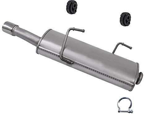 BESTPRICE Kit d'échappement 1x silencieux arrière, 2x butées, 1x collier de serrage Compatible avec PEUGEOT 206 CC (2D), 206 bicorps (2A/C), 206 SW (2E/K)