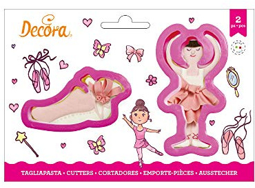 Decora 0255196 Set 2 Tagliapasta Ballerina E Scarpetta In Plastica, Il Kit Ideale per Creare Decorazioni in Pasta di Zucchero o di Gomma, Made in Italy, Design originale. Confezione da 2 pezzi.