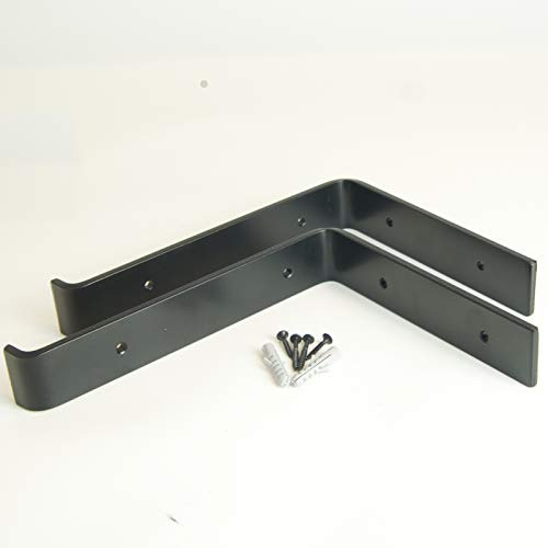 Rustic Scaffold Board Heavy Duty Shelf Brackets/Shelving Industrial Iron/Steel (Pair) by BMF Direct® (225mm Down Black)