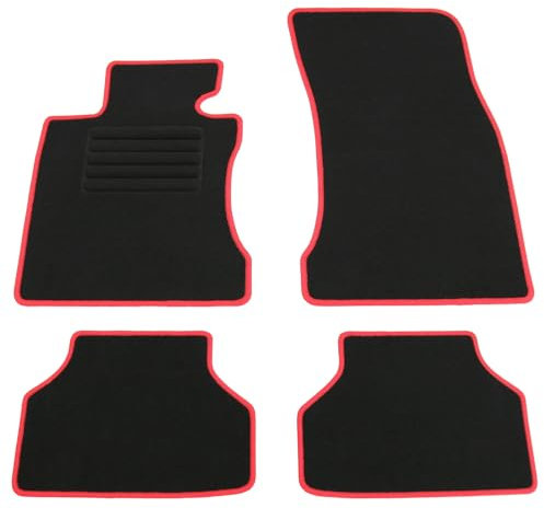AD Tuning HG10003-ROT Fußmatten Set (4teilig) Schwarz Rot Autoteppiche Matten