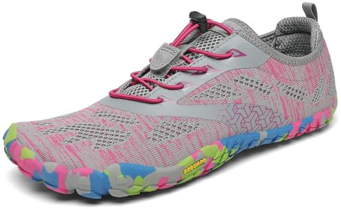 SAGUARO Barfußschuhe Damen Herren Zehenschuhe Traillaufschuhe Weich Bequem Barfussschuhe Fitnessschuhe Männer Frauen Trainingsschuhe für Joggen Laufen Wandern, Rouge Pink, 37 EU