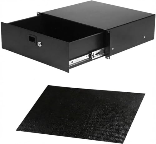 Infitronic INRS213 19 Zoll Rackschublade 3HE Vollauszug, 39cm Tiefe, kugelgelagert mit Rastverschluss, aus Stahl für Netzwerkschrank, 20kg Traglast, Schwarz