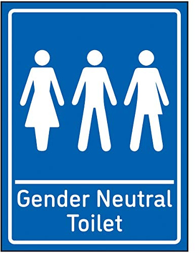 VSafety Gender Neutral Toilettenschild, 150 x 200 mm, selbstklebendes Vinyl, Blau