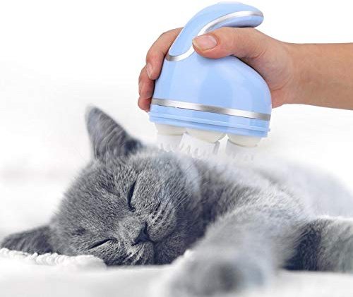 Katzenmassagegerät, USB Wiederaufladbare Aufladung wasserdichte 3D-Kopfmassage Katzen Massagegerät Kopfhaut Massagebürste Kopfmassage Bürste für Haar- und Stressabbau(Blau)