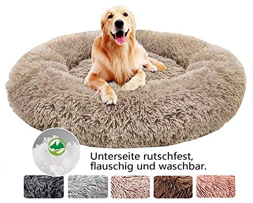 Haoye Hundebett Flauschig, Hundekissen Rund Haustierbett Donut Katzenbett Waschbar, kuschelbett Hund für Katzen Hunde (Ø 50-120cm / 7 Größen)
