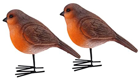 NUOBESTY 2st Ornamente Rotkehlchen Simulationsvogel Tierornamente Basteln Weihnachtsvogelschmuck Heimzubehör Gartenschmuck Im Freien Tierfiguren Vogel-Serie Tier Vogel Gold Harz