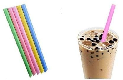 Wild Monk Compostable Bubble Tea Straws - 1.2x21cm, Biodegradable Plant-Based Material, Chunky, Individually Wrapped, Colorful - 50 Pack