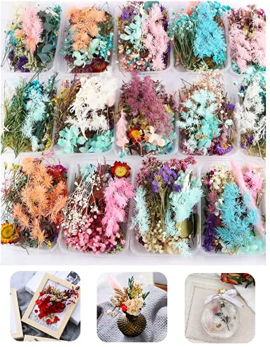 3 Packs Real Natural Dried Flowers for Making Mobile Phone Case Candle Handmade Crafts Epoxy Resin Pendant Necklace Jewelry DIY Accessories,Mixed Multi-Color Dried Flowers(Random Shipping 3 Packs)