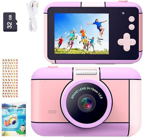 YunLone Appareil Photo pour Enfants, 24MP 1080P FHD Appareil Photo Numérique 2.4 Selfie Apareille Photo Video Caméra avec 32G Carte, Zoom, Cadeaux pour Garçons & Filles de 3 4 5 6 7 8 9 10 11 12 Ans