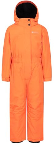 Mountain Warehouse Combinaison de Neige Cloud Kids - Combinaison de Neige Ajustable, Une pièce, Coutures étanches, Filles et garçons - pour la Pluie, Le Ski et l'hiver. Orange Vif 7-8 Ans