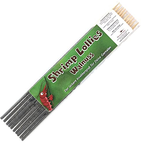 Shrimp-Lollies Walnuss (10 Stück) Garnelen Lollies Futter Walnussblätter Sticks Futterstangen