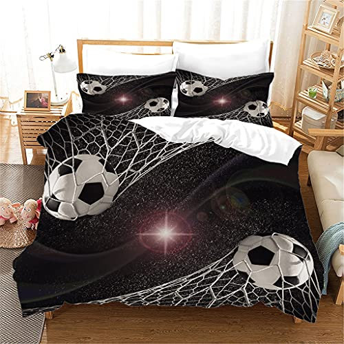 Tomifine Fußball Bettwäsche 135x200 cm Für Fussball Fan Motiv Teenager Kinder Bettwäsche-Set Mikrofaser Bettbezug Set mit Reißverschluss (135x200cm+80 * 80cm*2,f)