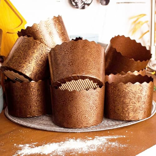 Easter Bread Forms Paska Bread Mold Kulich Paskha Pantone 12pcs Medium 350gr - Pan Stampo Per Pandoro Mold Panettone Paper Molds - Wrapper Panettone Baking Pan Stollen Form Easter Cups