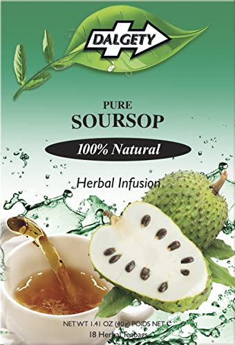 Dalgety Pure Soursop Herbal Infusion 6x40g Cartons (6 Pack) 100% Natural, Caffeine Free Tea (Total 108 Teabags) – A Subtle & Enticing Flavour Packed with Unique Health Benefits