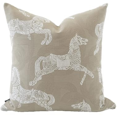 Croker Horse 18x18'' Inches Throw Pillow Cushion Cover - Horse Pattern Jacquard Craft Luxury Modern Fashion Style Couch Sofa Pillow Covers for Bedroom Living Room