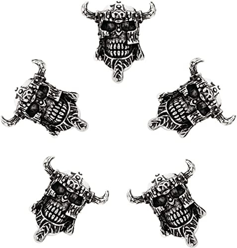 HAQUIL Skull Viking Beads Combo 5 pcs Triquetra Viking Beads Viking Rune Beards Norse Hair Viking Pirate Skull Dreadlocks Beads for Hair