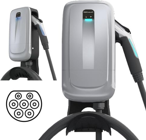 Schumacher Electric SEV455 - Wallbox 7,4kW Tipo 2 Monofase 32A - Per Veicoli Elettrici/Ibridi - Cavo 5m, Gestione DLM - Design Interno/Esterno