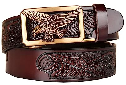 xichuangyuXCY Ceinture à cliquet pour hommes Style classique Rétro Dragon Boucle à cliquet Ceinture en cuir pour hommes Ceinture sculptée Ceinture décontractée Business