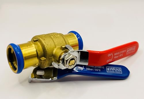 hep® 28mm Lever Valve Full BORE Action Ball Valve Pressfit Isolation Valve with RED & Blue Handle WRAS Approved M Profile Press Valve