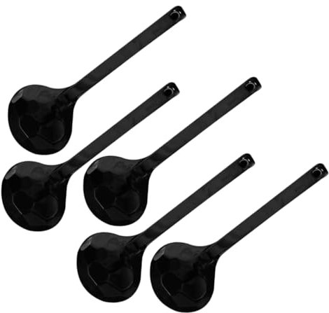ABOOFAN 5pièces Cuillères à Soupe Ramen Noir Manche Long Cuillères Pour Nouilles Soupe Et Riz Vaisselle Restaurant Cuisine Familiale Style Japonais Classique