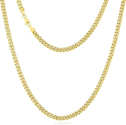 KRKC&CO Männer Halskette, 5mm Herren Edelstahl Panzerkette mit Diamantschliff, 14K Gold Vergoldet Cuban Link Chains Goldkette, Nickelfrei Halskette, Geschenke für Männer Jungen, [Länge 50,8cm]