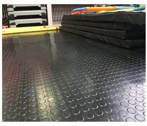 Garage Gummimatte Werkstattboden Große robuste Gummimatte für Heim-Fitnessstudio, Garagen-Bodenläufer und Schutzmatte, 3mm dicke, schwarze, wasserfeste Gummi-Bodenmatten mit Münzgriff für den Außenber