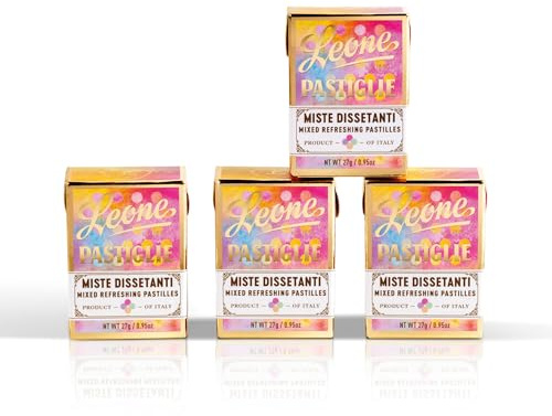 Leone depuis 1857 - Pastilles Leone Assorties Rafraîchissantes – Petite Boîte Bonbons Leone - Bonbons Assortis Sans Gluten et Végans - 4 petites boîtes de 27g (4 x 27g)