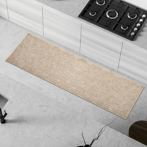 Comart - Tappeto Cucina Trama - 50x180 cm Beige - Antiscivolo e Assorbente