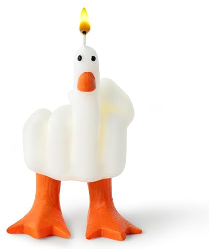 GwaOery Scented Candles Gifts Novelty Gesture Candles for Christmas Home | Natural Soy Wax Pine Incense Funny Middle Finger Duck Statue Decoration for Teen Room Novelty Festival Housewarming Gift