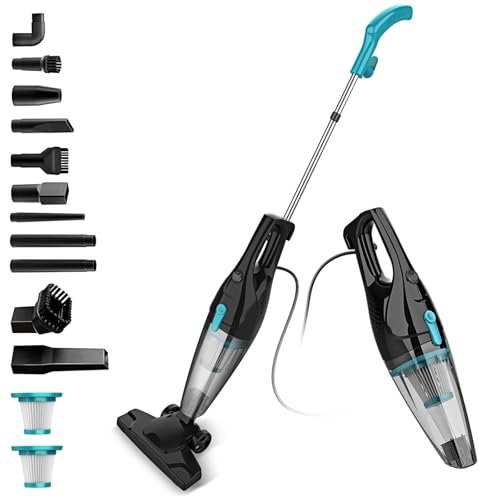 Genérico Aspiradora con Cable 2 en 1, 16 Kpa y Aspiradora Escoba con Cable, Aspiradora Vertical con Filtro HEPA para Suelos Duros, alfombras, Coches, Aspirador pequeño, Ligero y silencioso R3S